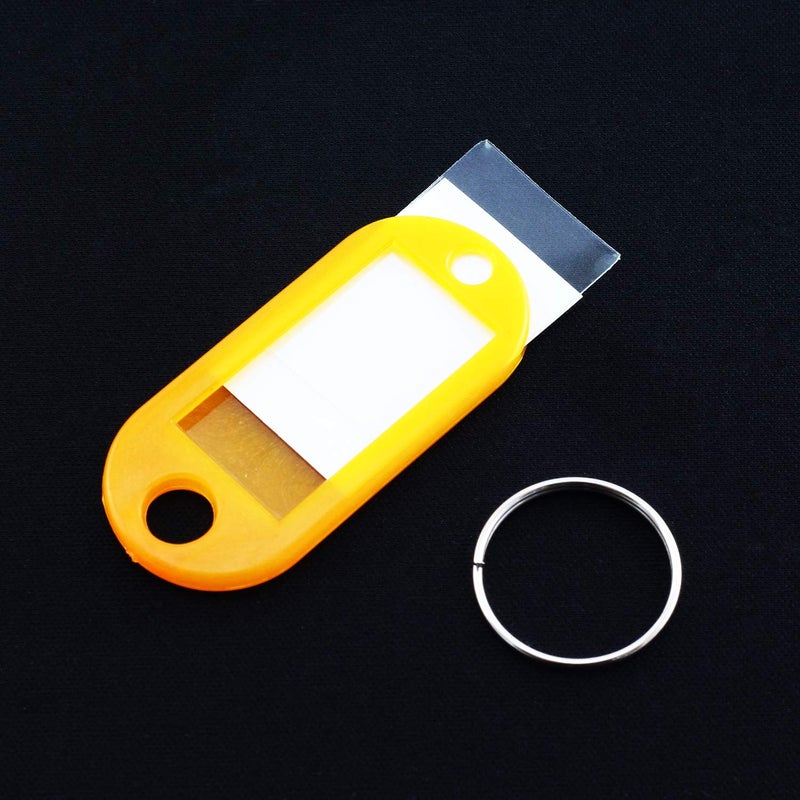 Lind Kitchen 40pcs Orange Key Ring Label Tags Plastic Keys Holder and Identifier Name Number Address Information Label Card for Keys ID 5x2.2cm - Image 4